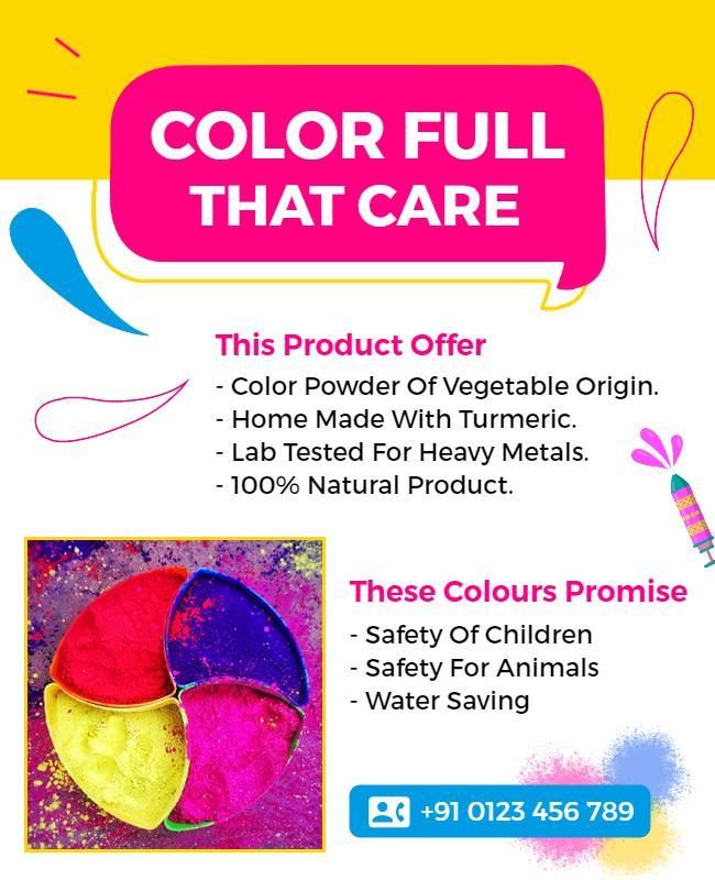 Vibrant Eco-Friendly Color Powder Product Poster Template