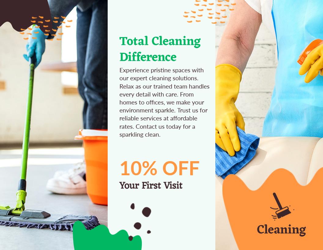 Vibrant Eco-Friendly Home Cleaning Services Brochure Template