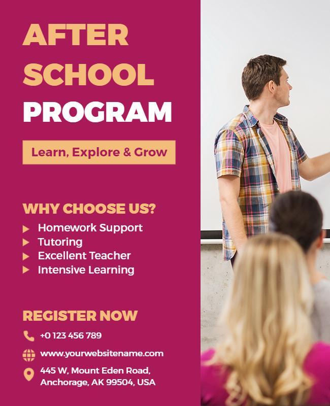 Vibrant Educational After School Program Learning Poster Template