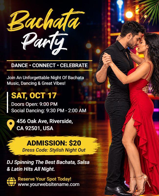 Vibrant Elegance for Bachata Dance Celebration Flyer Template