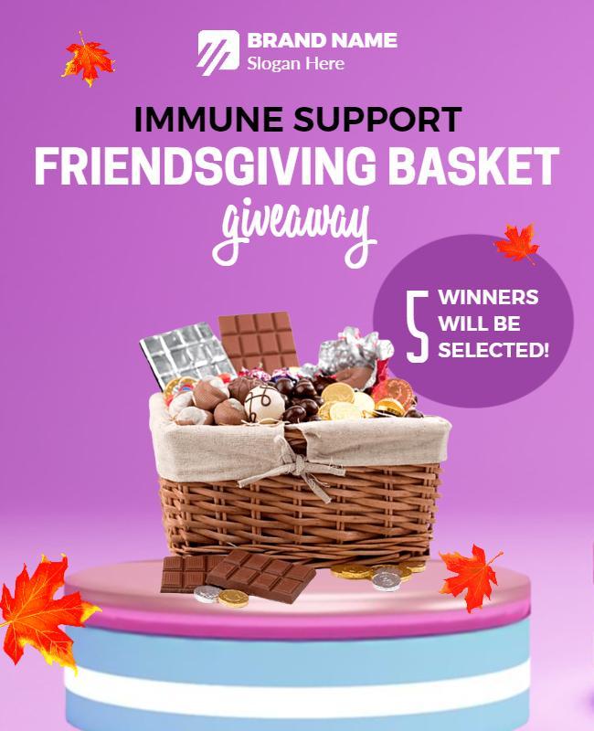 Vibrant Fall Friendsgiving Basket Giveaway Poster Template