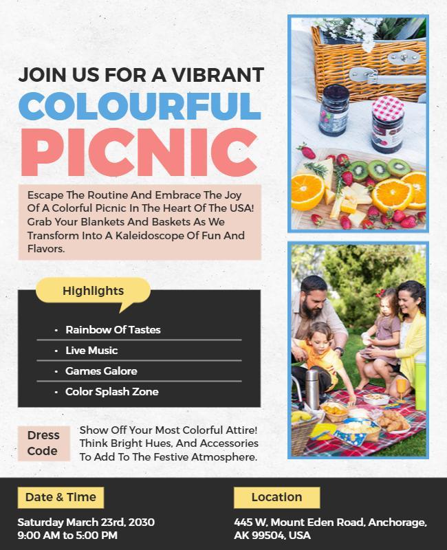 Vibrant Family Picnic Event Flyer Template