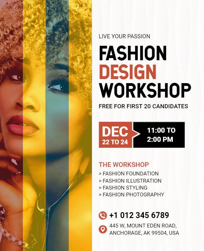 Vibrant Fashion Design Workshop Event Poster Template