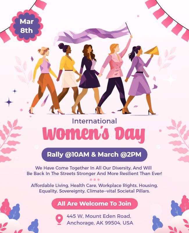 Vibrant Feminist Rally for International Women's Day Poster Template