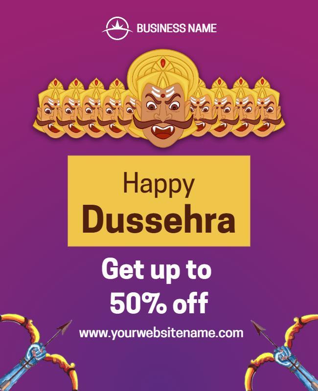 Vibrant Festival Celebration for Dussehra Discounts Poster Template