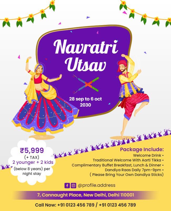 Vibrant Festival Celebration for Navratri Utsav Poster Template