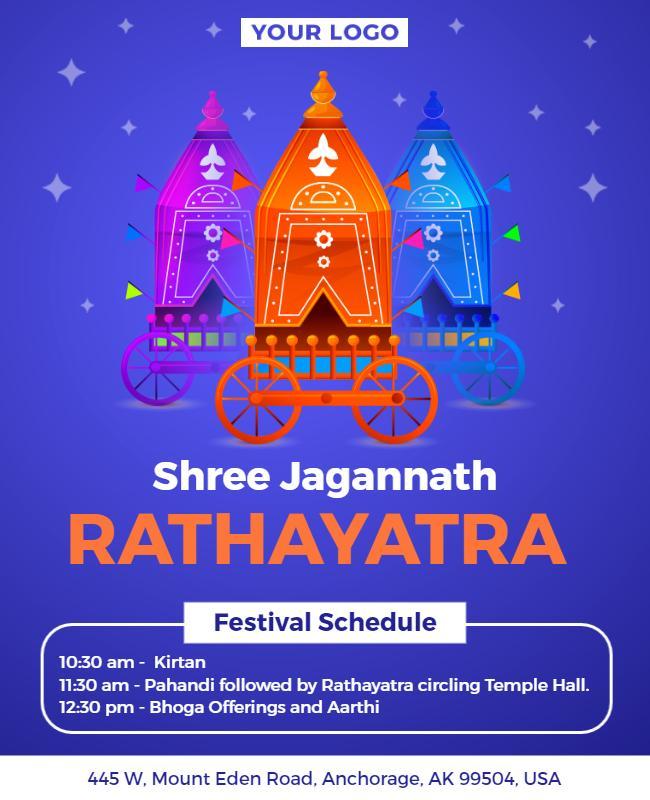 Vibrant Festival Celebration for Rathayatra Event Poster Template