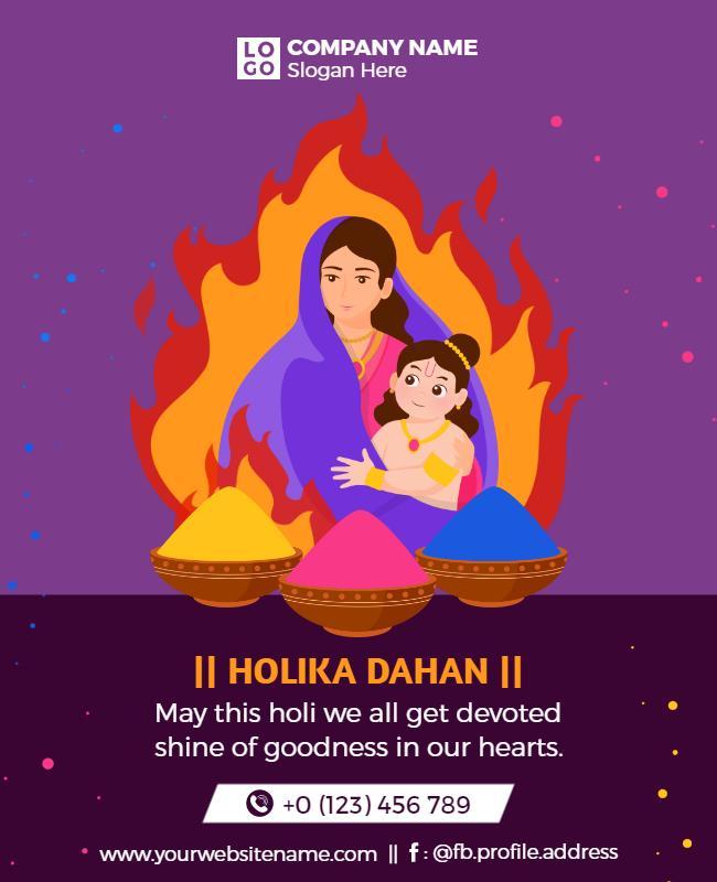 Vibrant Festival Celebration Holika Dahan Poster Template