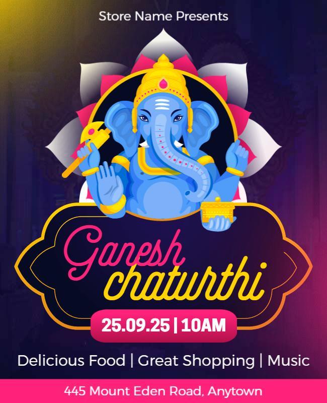 Vibrant Festival Celebration of Ganesh Chaturthi Poster Template