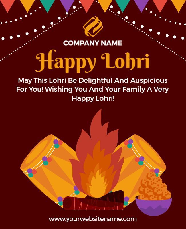 Vibrant Festive Design for Joyful Lohri Celebration Flyer Template
