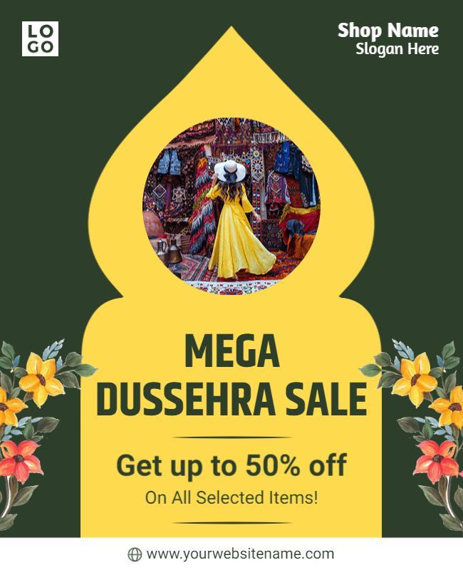 Vibrant Festive Dussera Sale with Colorful Floral Design Poster Template