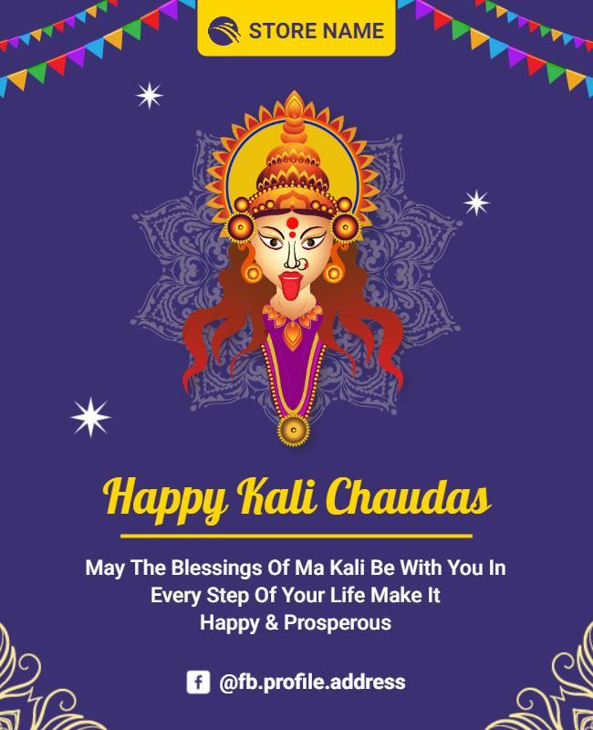 Vibrant Festive Kali Chaudas Celebration Poster Template