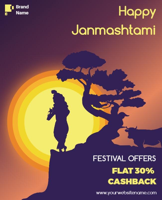 Vibrant Festive Theme for Janmashtami Celebration Poster Template