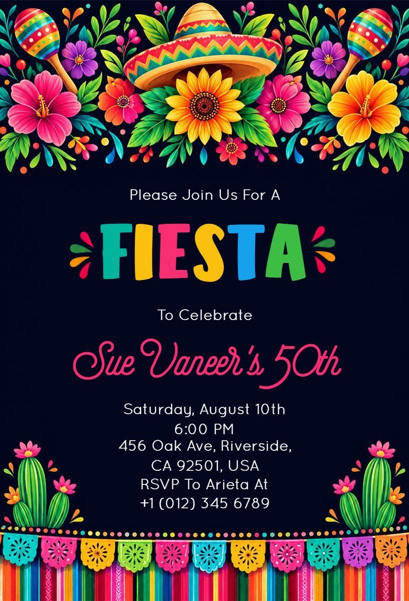 Vibrant Fiesta 50th Birthday Celebration Invitation Template