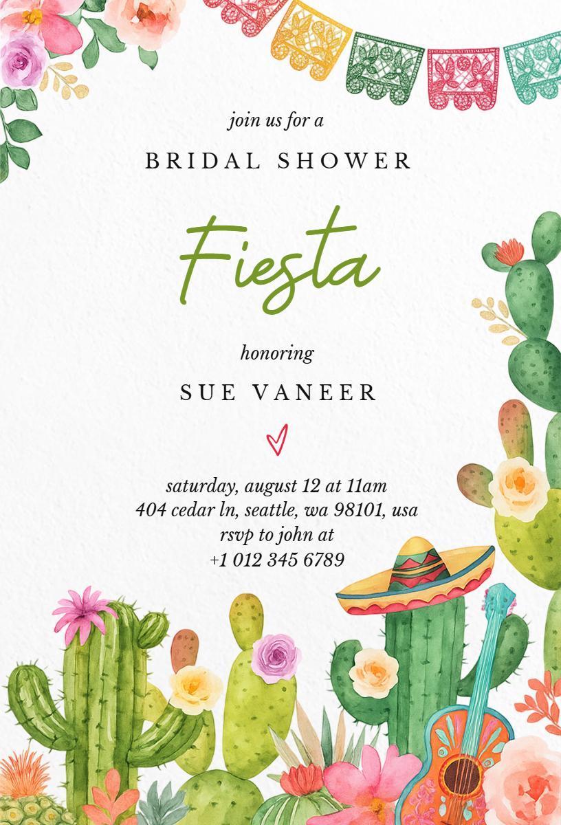 Vibrant Fiesta Floral Bridal Shower Celebration Invitation Template