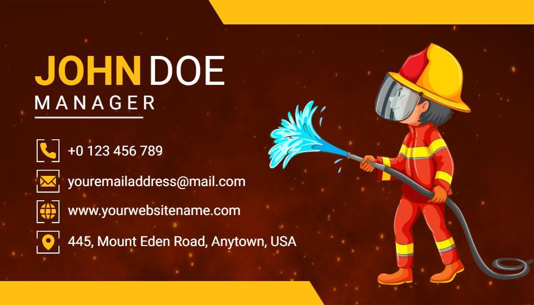 Vibrant Firefighter Character Theme Visiting Card Template