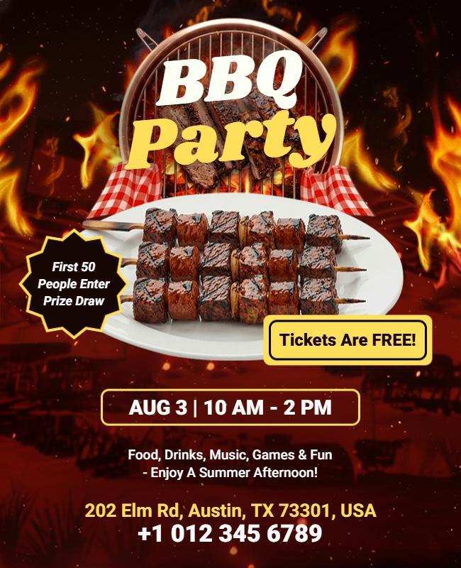 Vibrant Flame-Cooked BBQ Fest Invitation Flyer Template