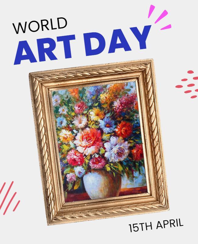 Vibrant Floral Artwork Celebration for World Art Day Poster Template