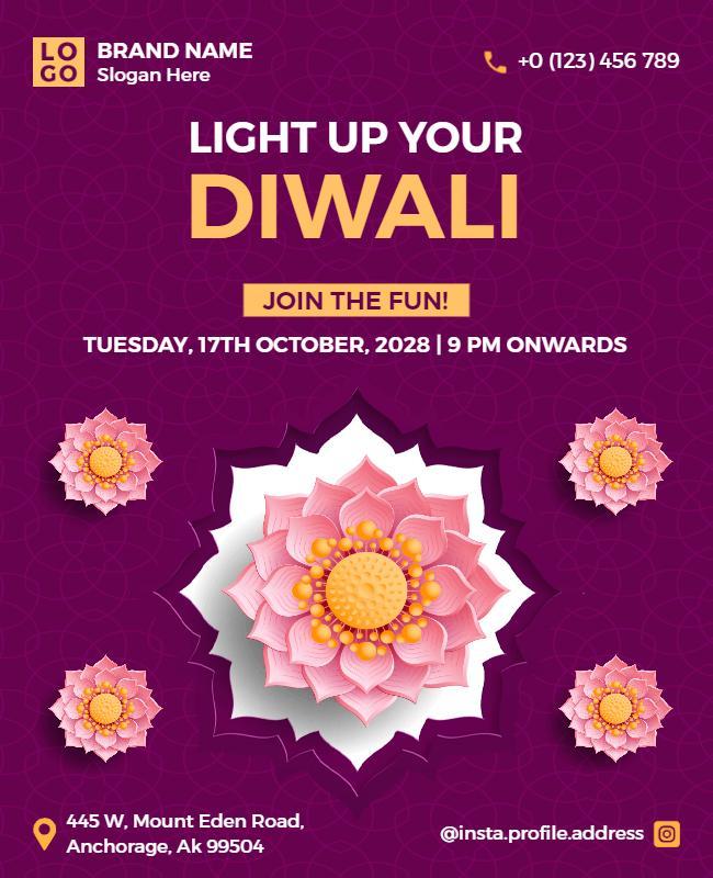 Vibrant Floral Diwali Celebration Invitation Poster Template