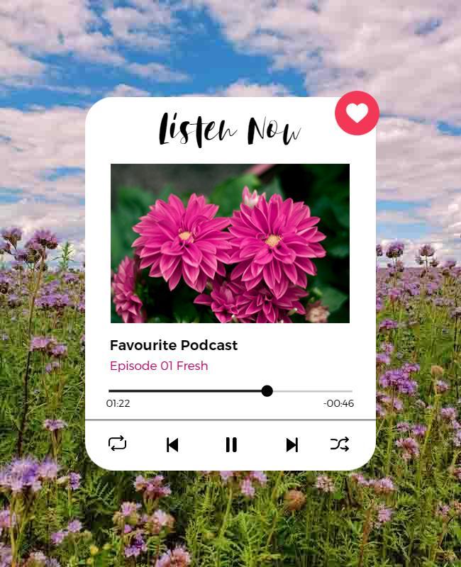 Vibrant Floral Podcast Promotion with Play Button Poster Template