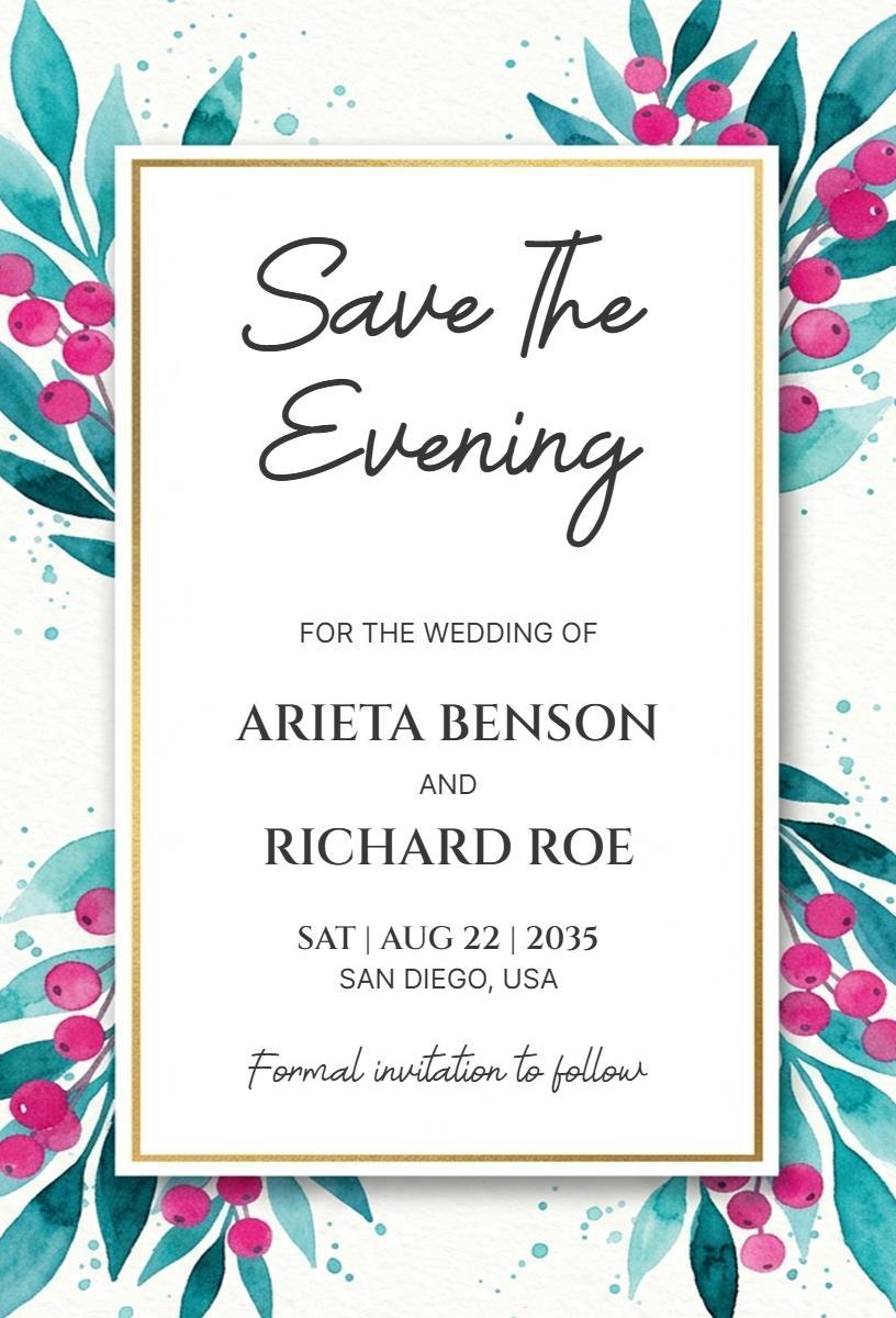 Vibrant Floral Save The Date Wedding Announcement Invitation Template