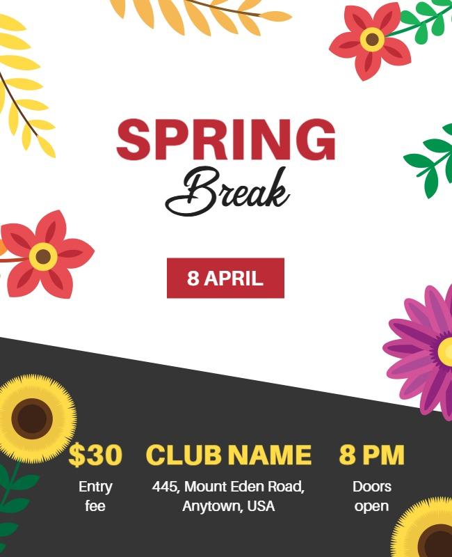 Vibrant Floral Spring Break Celebration Party Poster Template