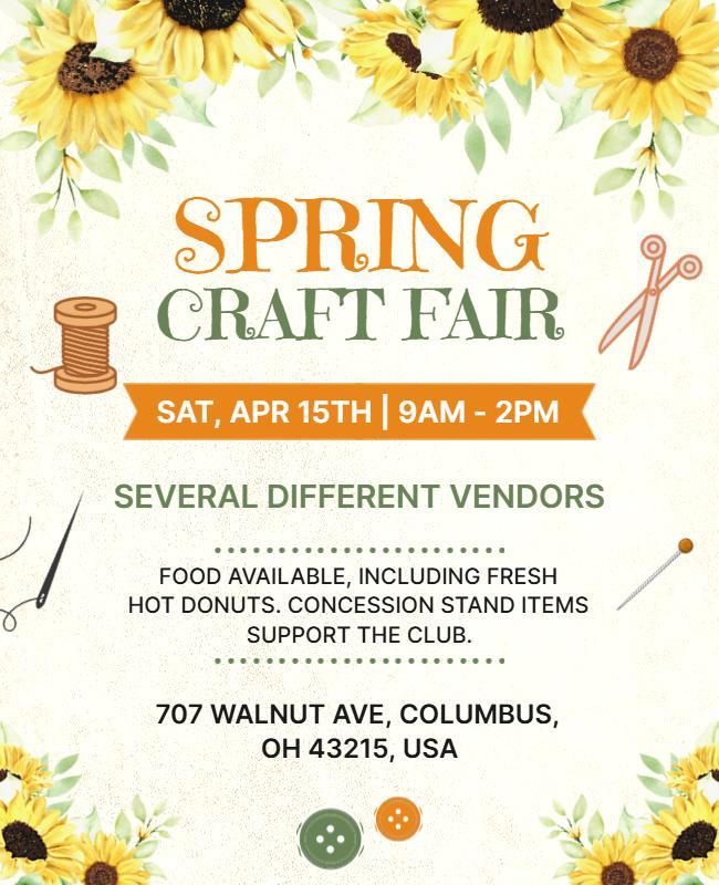 Vibrant Floral Spring Craft Fair Announcement Poster Template