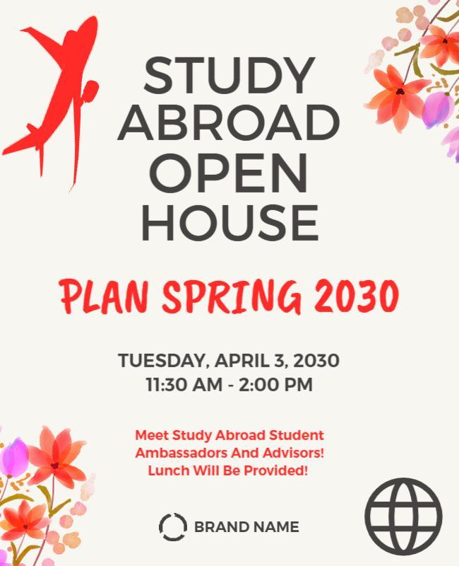 Vibrant Floral Study Abroad Open House Poster Template