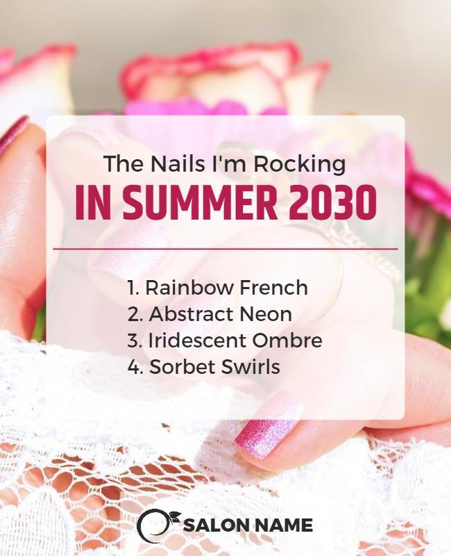 Vibrant Floral Summer Nail Art Trends Poster Template