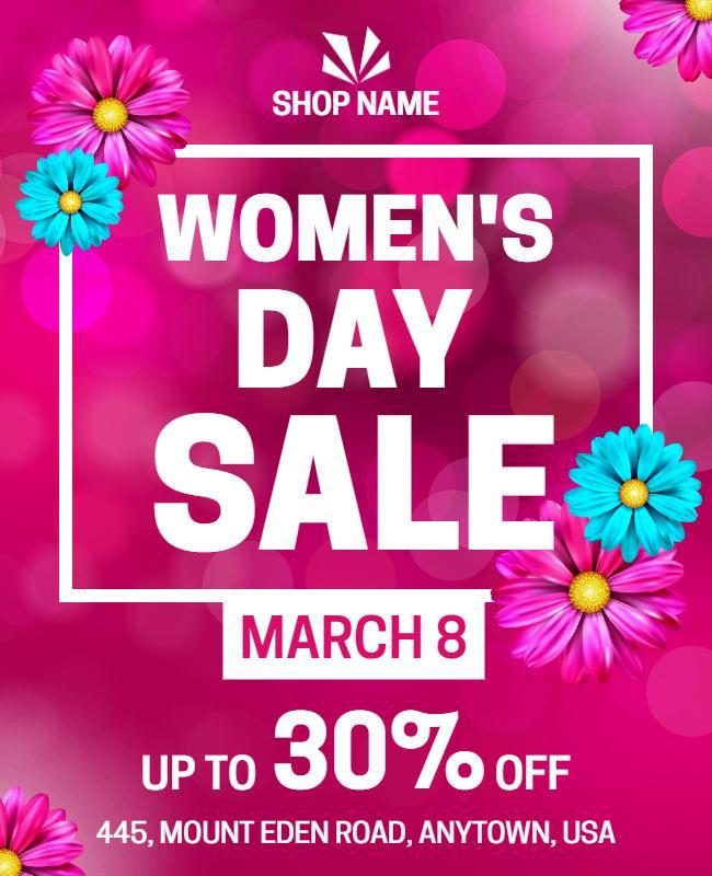 Vibrant Floral Women's Day Sale Poster Template