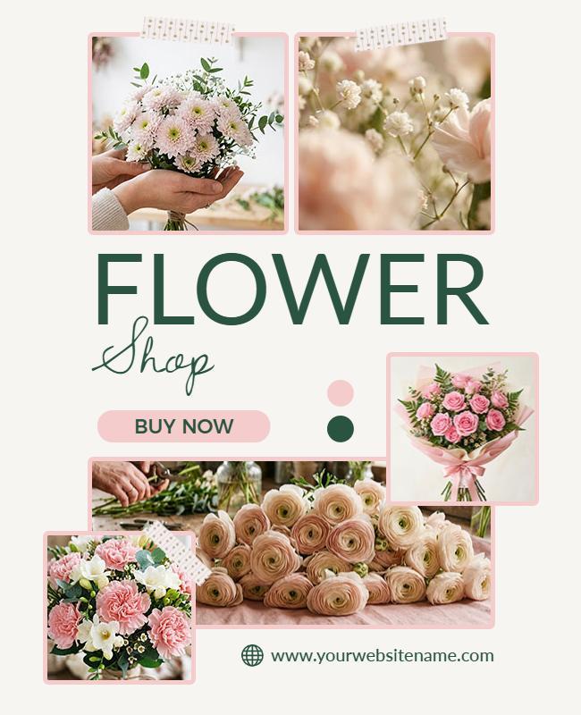 Vibrant Flower Shop Photo Collage Poster Template