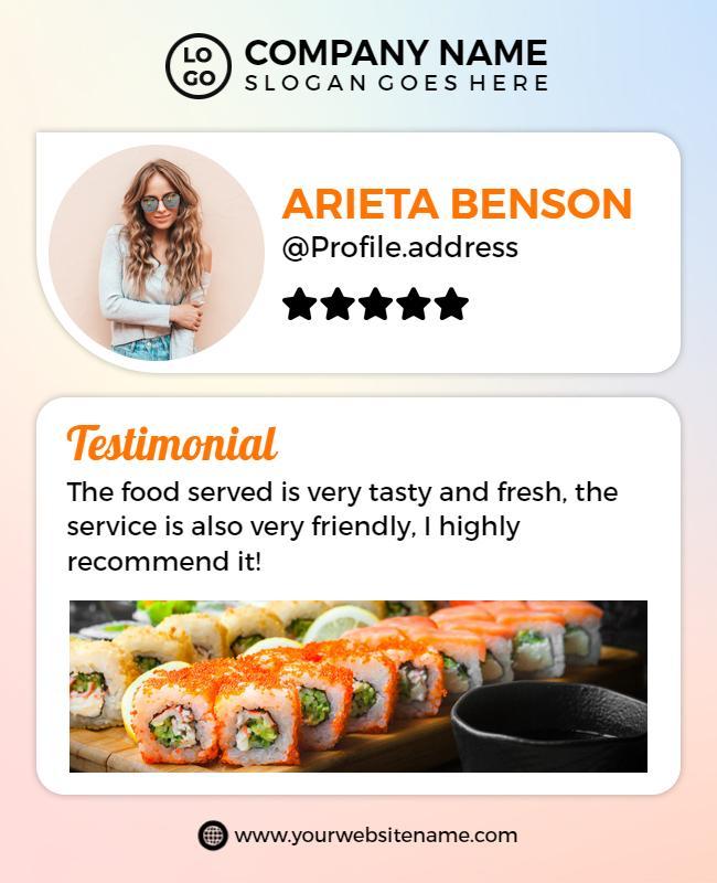 Vibrant Food Review with Sushi Illustration Poster Template