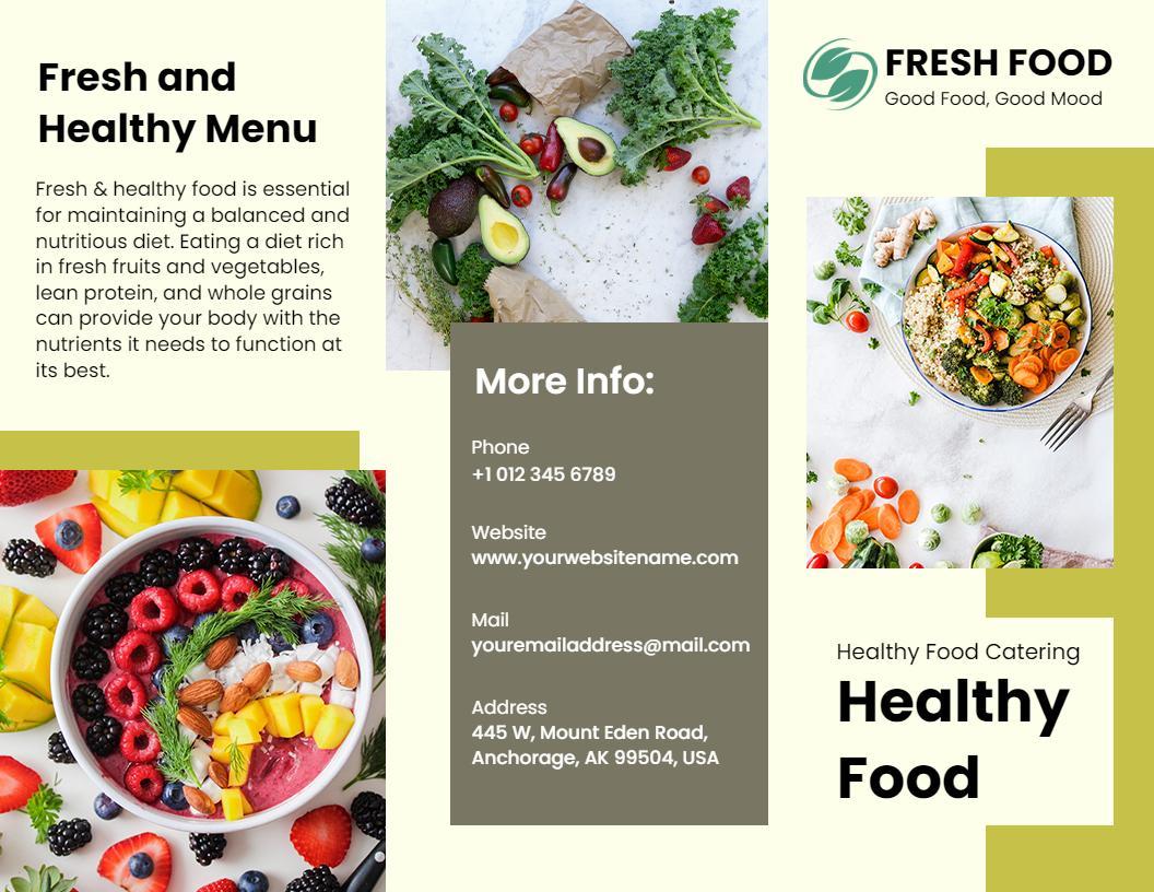 Vibrant Fresh and Healthy Food Catering Menu Brochure Template
