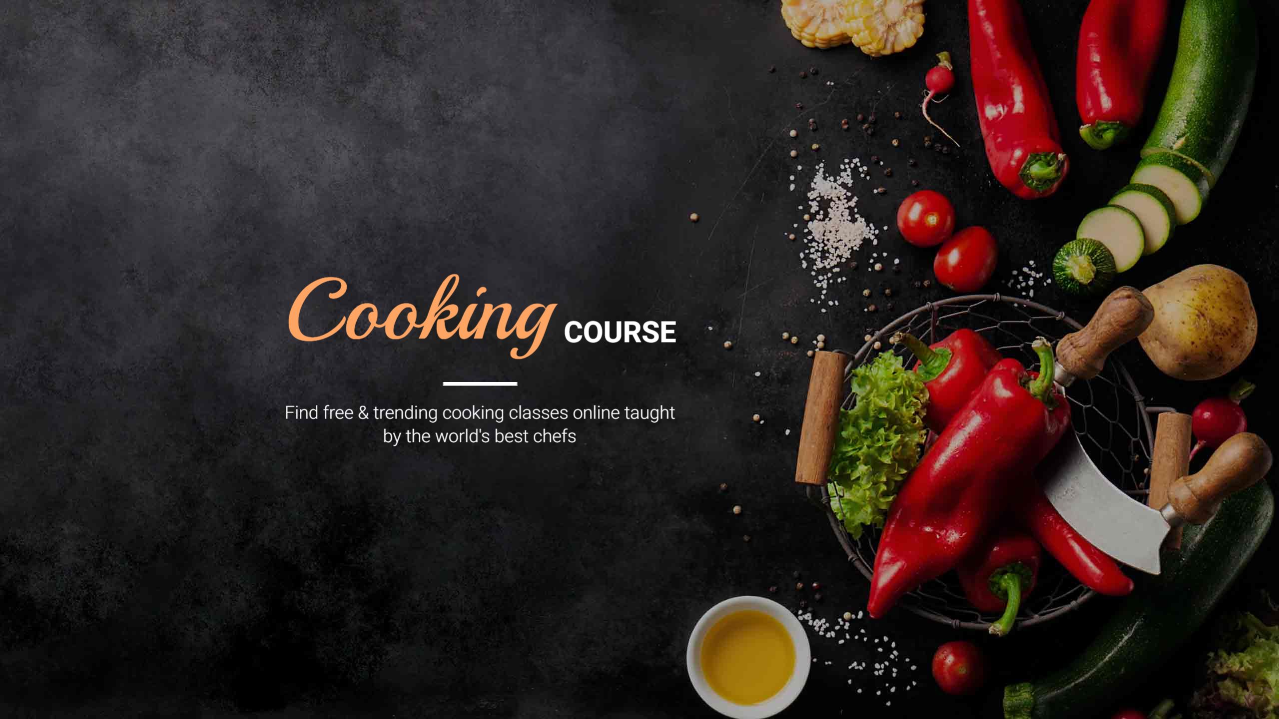 Vibrant Fresh Ingredients on Dark Surface Cooking Course Banner Template