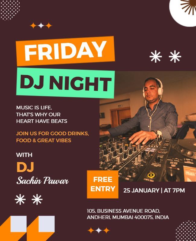 Vibrant Friday DJ Night Music Event Poster Template
