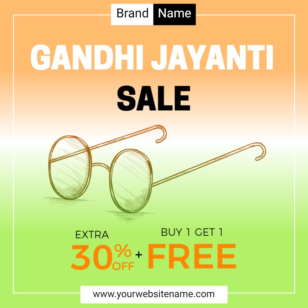 Vibrant Gandhi Jayanti Sunglasses Sale with BOGO Offer Ad Template