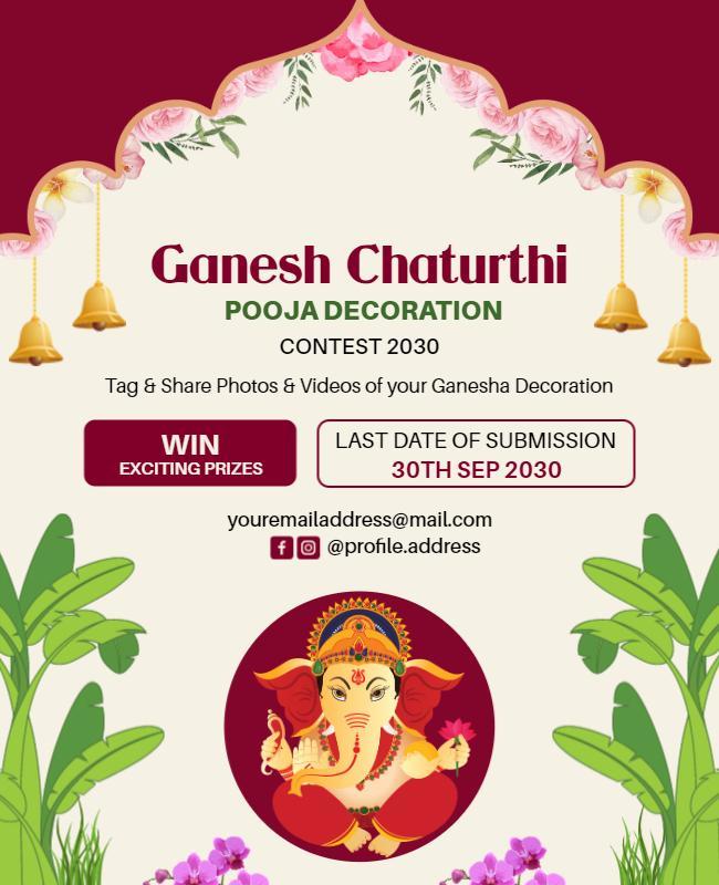 Vibrant Ganesh Chaturthi Pooja Decoration Contest Poster Template