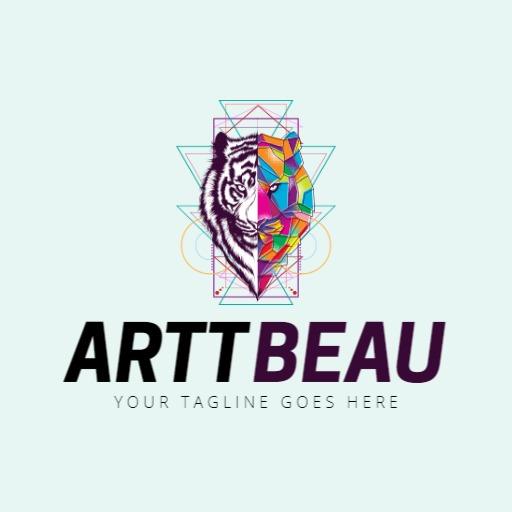 Vibrant Geometric Art Fusion with Tiger Design Logo Template