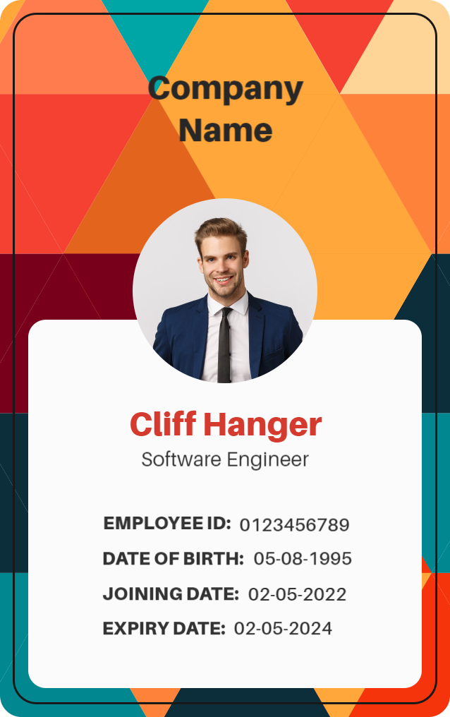 Vibrant Geometric Employee Identity Card Template