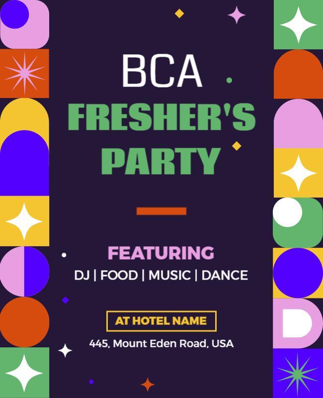Vibrant Geometric Freshers Party Celebration Poster Template