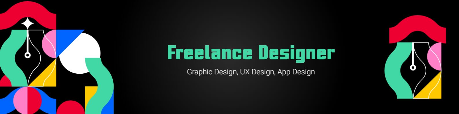 Vibrant Geometric Shapes for Creative Freelance Designer LinkedIn Banner Template