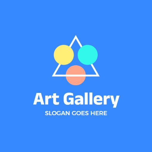Vibrant Geometric Shapes Showcasing Art in a Gallery Logo Template