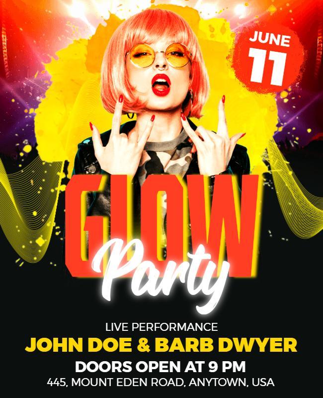 Vibrant Glow Party Event Flyer Template