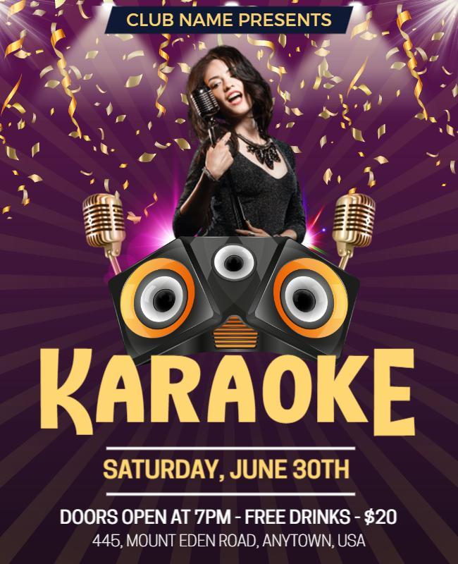 Vibrant Gold Karaoke Night Celebration Party Poster Template