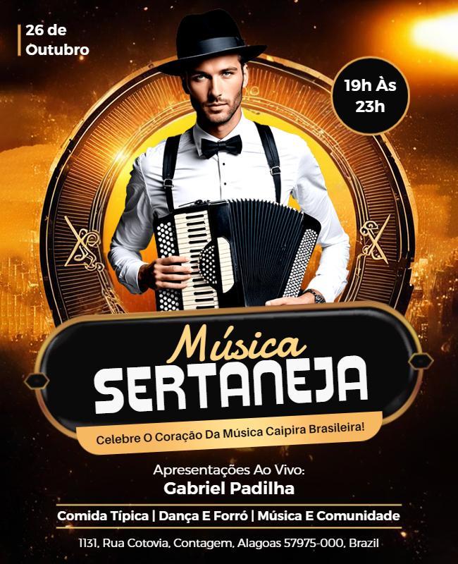 Vibrant Gold Sertanejo Music Celebration Poster Template