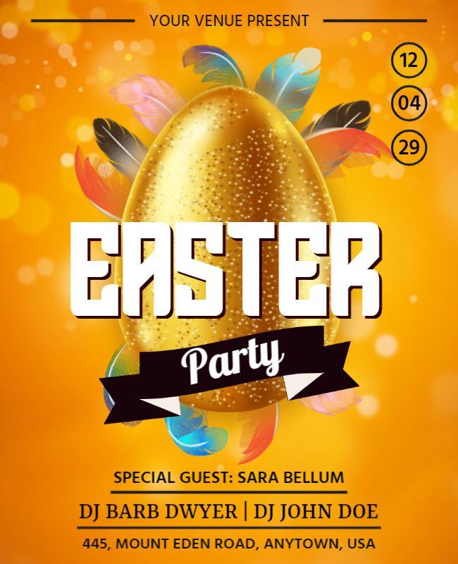 Vibrant Golden Easter Celebration Party Poster Template