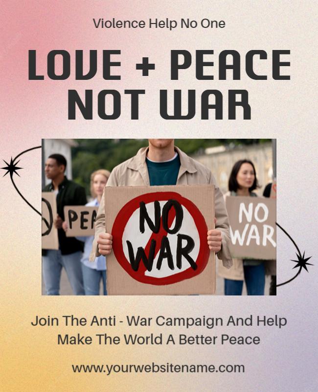Vibrant Gradient Anti-War Peace Campaign Poster Template