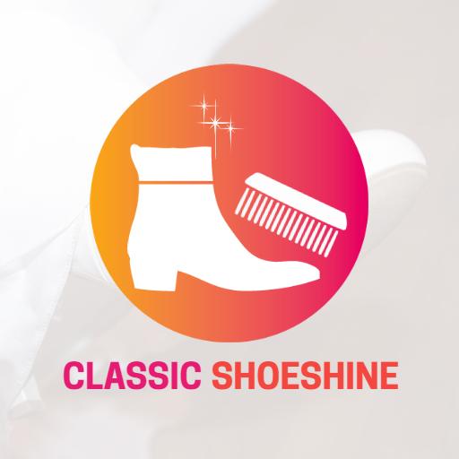 Vibrant Gradient Boot and Brush for Classic Shoeshine Logo Template