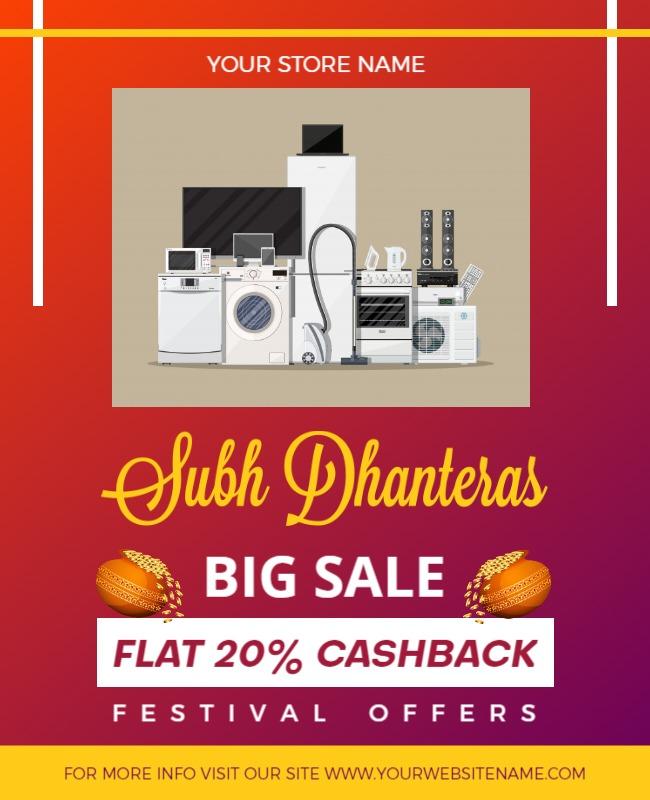 Vibrant Gradient Dhanteras Sale Festival Flyer Template
