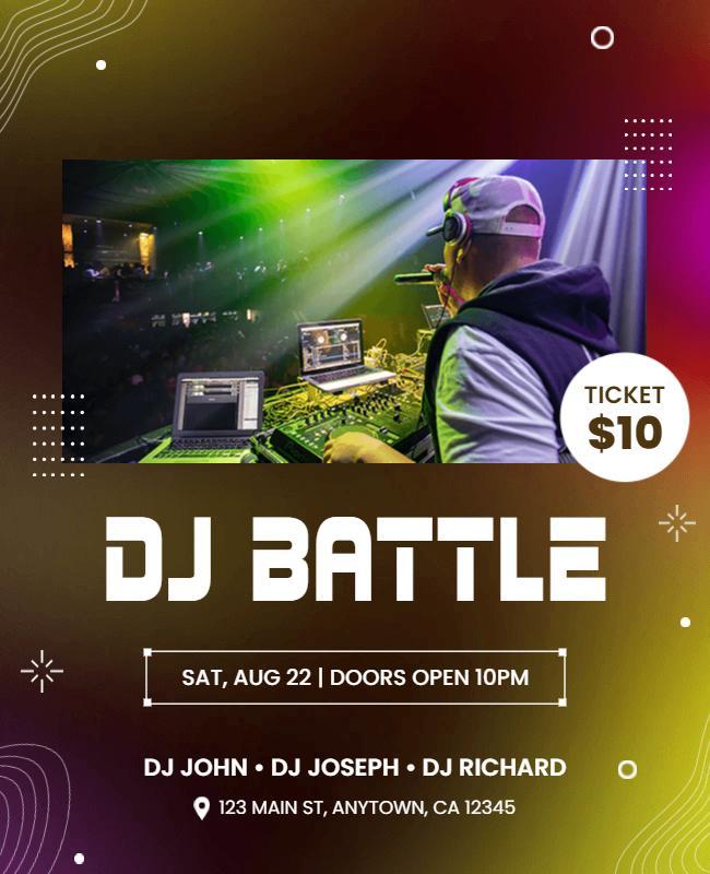 Vibrant Gradient DJ Battle Night Event Poster Template